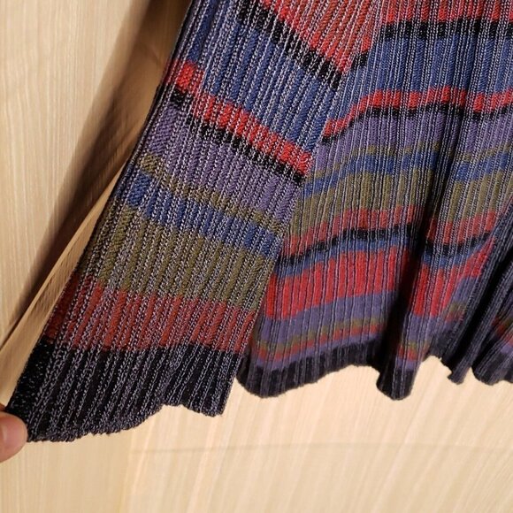 Coldwater Creek Womens Grey Blue Striped Bell Sleeve Cardigan Sweater Large - Picture 4 of 7